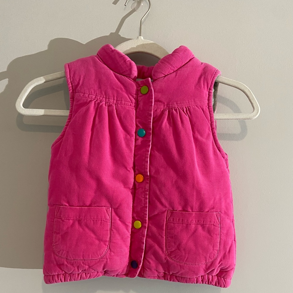 Carters Corduroy Pink Vest with multi colored butttons.